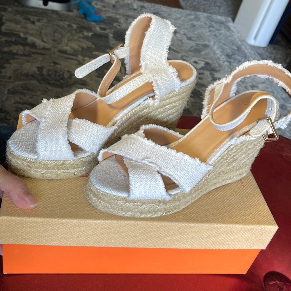 Castaner white espadrille. They sparkle!